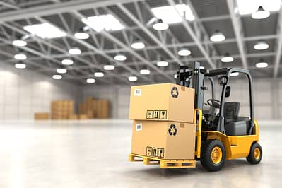 Moving packed boxes in forklift