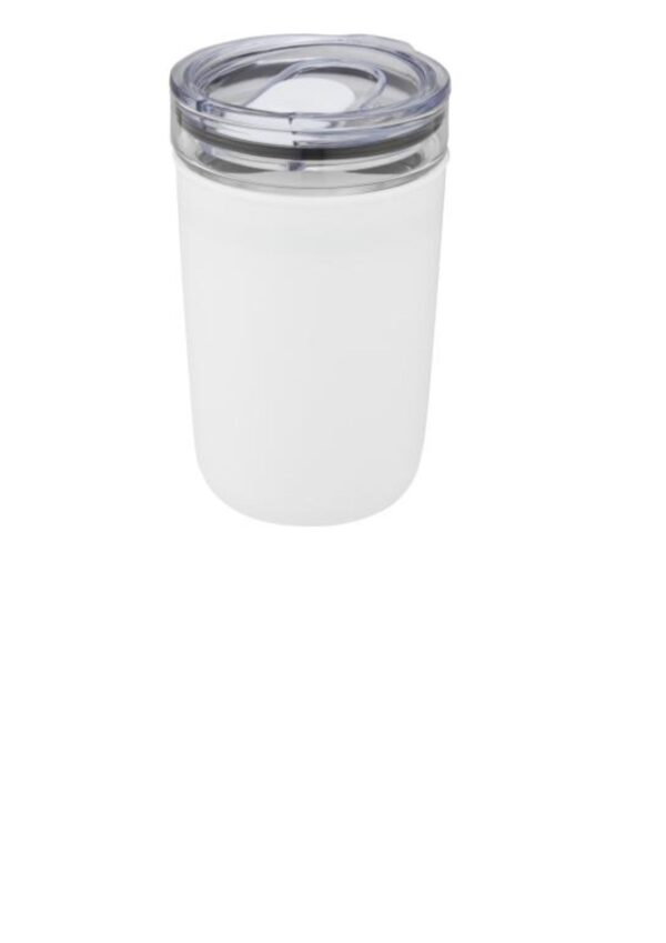 Bello 420 ml glass tumbler with recycled plastic outer wall - White