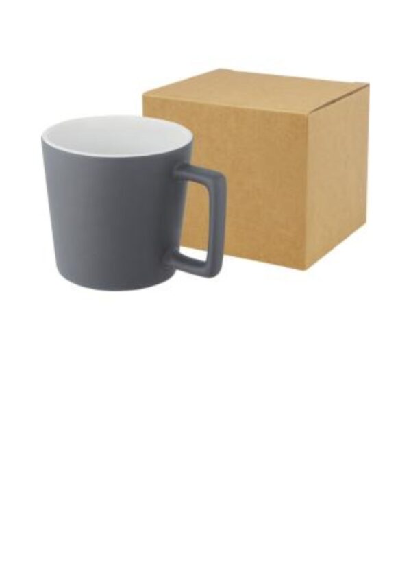 Cali 370 ml ceramic mug with matt finish - White / Matted Grey