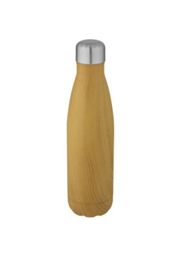 Cove 500 ml vacuum insulated stainless steel bottle with wood print - Heather natural