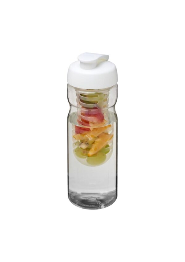 H2O Active® Base 650 ml flip lid sport bottle & infuser - Transparent / White