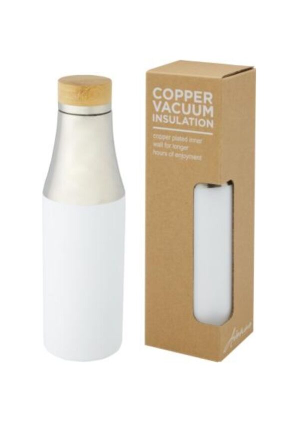 Hulan 540 ml copper vacuum insulated stainless steel bottle with bamboo lid - White