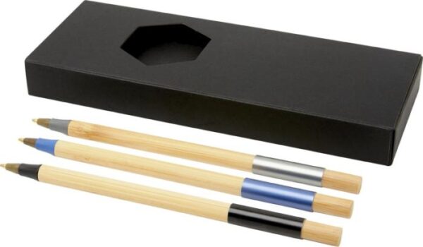 Kerf 3-piece bamboo pen set - Solid black / Natural