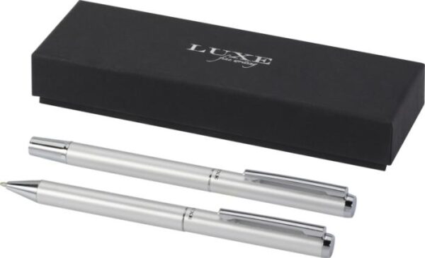 Lucetto recycled aluminium ballpoint and rollerball pen gift set - Silver