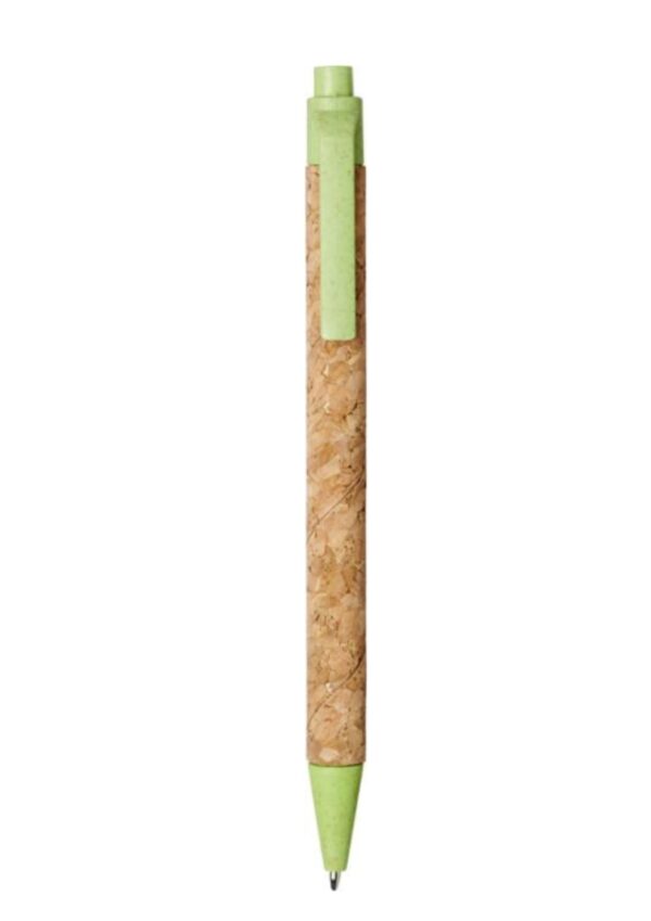 Midar cork and wheat straw ballpoint pen - Natural / Light blue