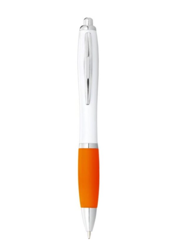 Nash ballpoint pen white barrel and coloured grip - White / Yellow