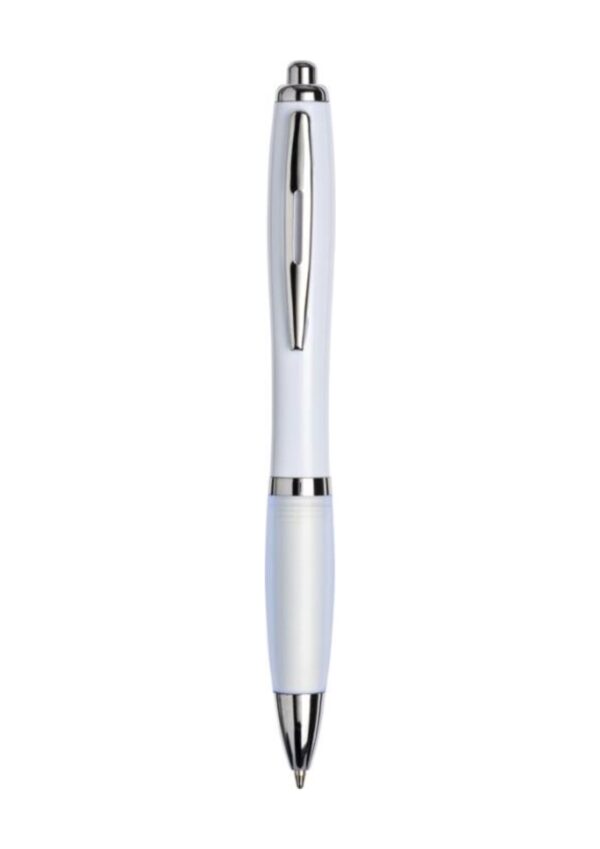 Nash ballpoint pen with coloured barrel and grip - White