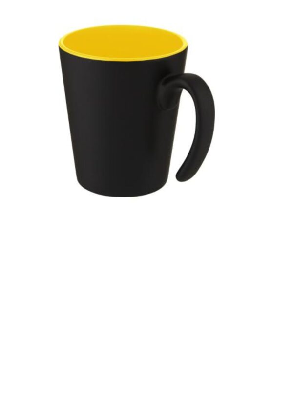 Oli 360 ml ceramic mug with handle - Yellow / Solid black