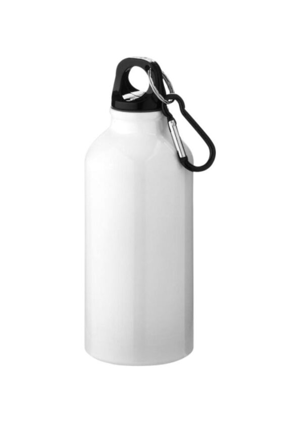 Oregon 400 ml RCS certified recycled aluminium water bottle with carabiner - White