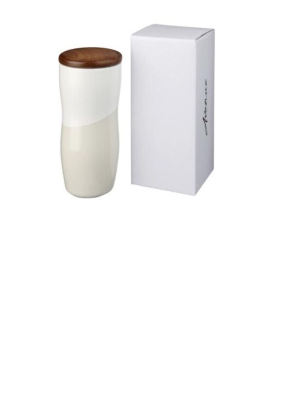 Reno 370 ml double-walled ceramic tumbler - White