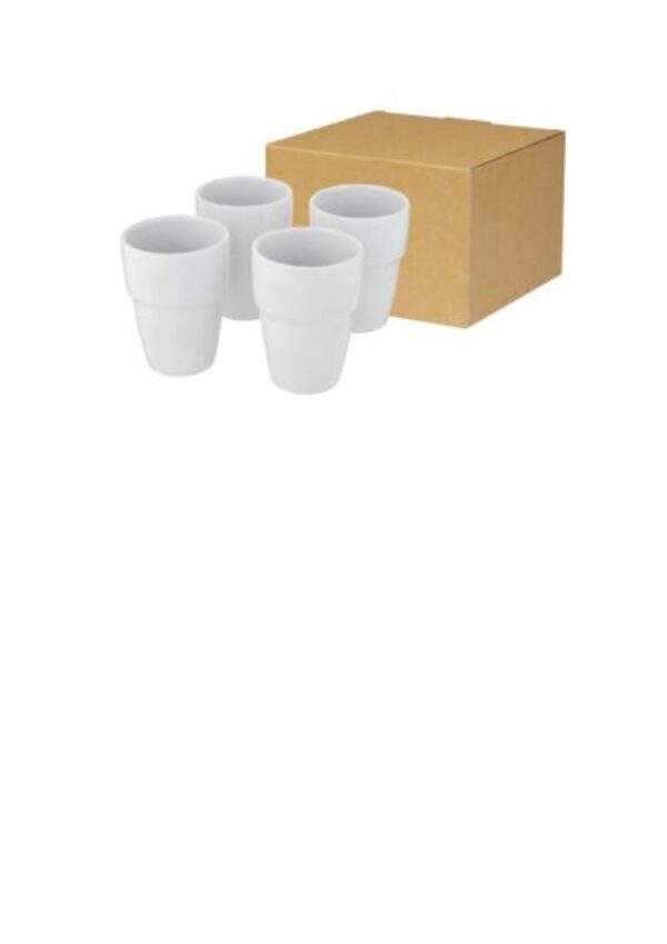 Staki 4-piece 280 ml stackable mug gift set - White