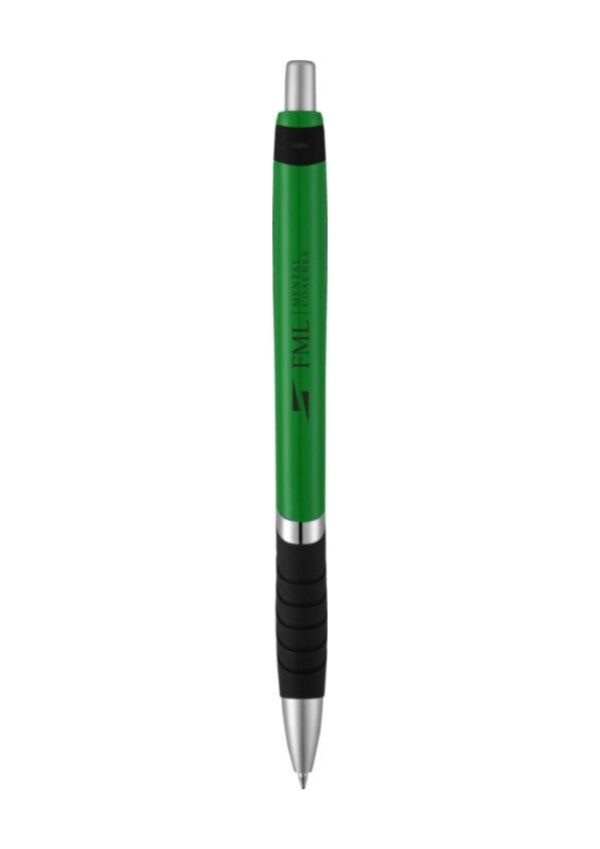 Turbo ballpoint pen with rubber grip - Green / Solid black