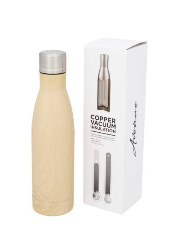 Vasa 500 ml wood-look copper vacuum insulated bottle - Brown