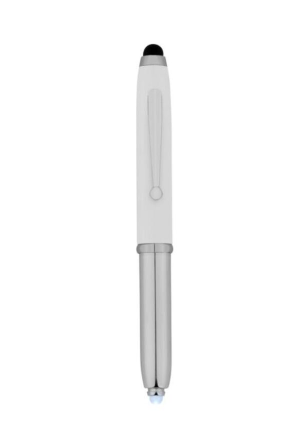 Xenon stylus ballpoint pen with LED light - White / Silver